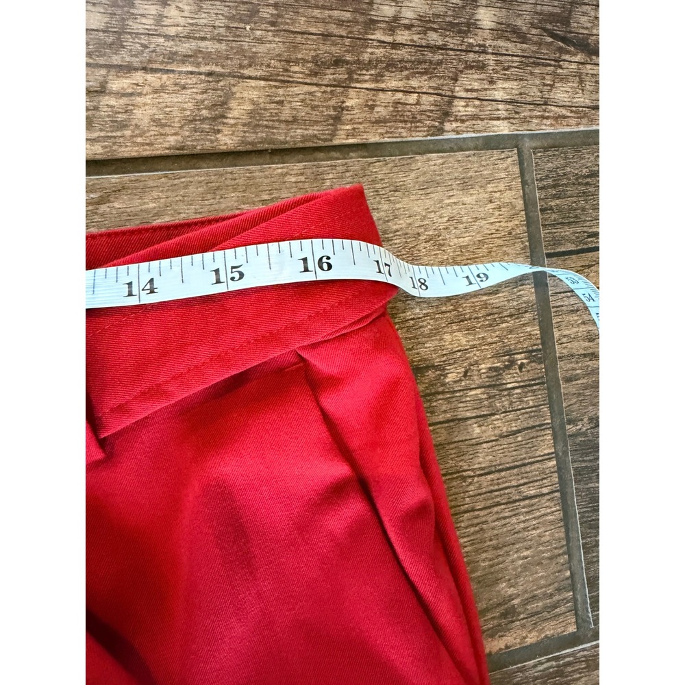 LOFT Red Tie Waist Cropped Trousers Cuffed Hem Dress Pants Size 10 - Picture 5 of 7